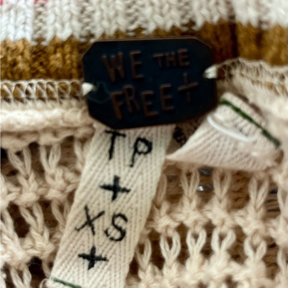 We The Free Cream V-Neck Sweater with Collegiate Style - Picture 5 of 5